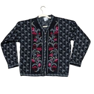 Cherry Lewis vintage wool cardigan Nordic faire isle icelandic size medi…